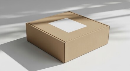 Cardboard Box with Blank Label. Ai generation