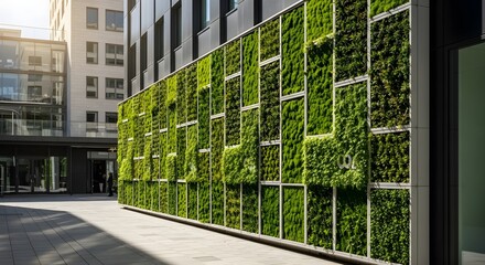 Modern building with a vibrant, expansive vertical garden wall.