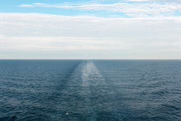 Blue seascape of Baltic Sea in the open sea.