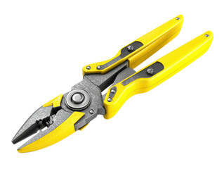 Fototapeta premium Using yellow pliers for diy projects home workshop tools close-up. Isolated on transparent background, png.