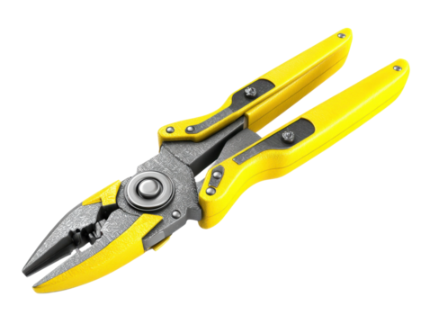 Using yellow pliers for diy projects home workshop tools close-up. Isolated on transparent background, png. - Powered by Adobe