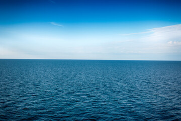 Blue seascape of Baltic Sea in the open sea.