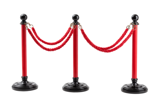 Event barriers setup exhibition hall photography indoor close-up. Isolated on transparent background, png.