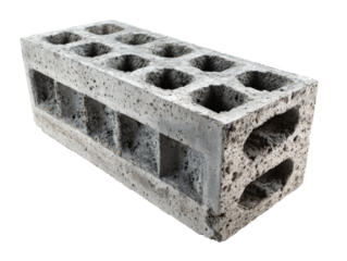 Construction material used in building projects concrete block indoor. Isolated on transparent background, png.