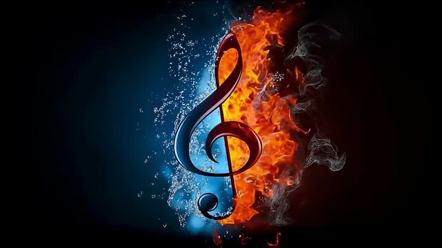 Fiery and Icy Music Note A Dynamic Visual Symphony