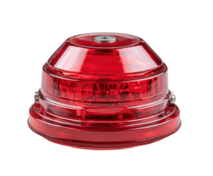 Emergency alert signal device close-up on safety equipment. Isolated on transparent background, png.