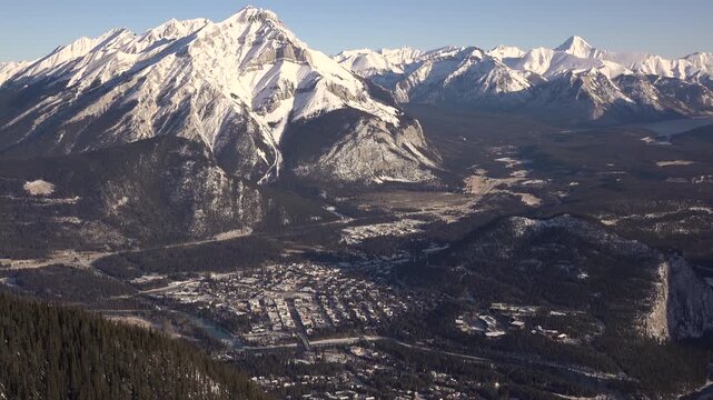 Giant mountain behind town of Banff, Canada