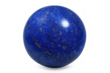 Polished lapis lazuli sphere spinning, revealing deep blue hue and golden pyrite flecks against translucent backdrop