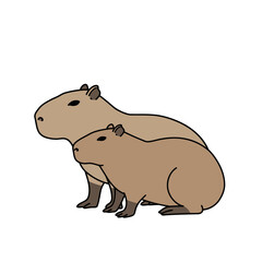 Obraz premium A modern flat vector illustration of a capybara