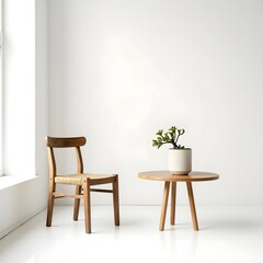 wooden chair and table for relaxation 