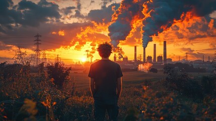 Sunset Over Industrial Landscape: A Contemplative View