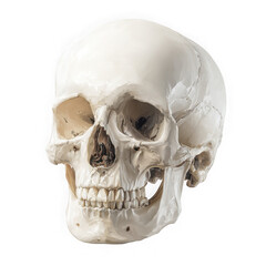 Fototapeta premium Detailed realistic human skull anatomy frontal view isolated on transparent background
