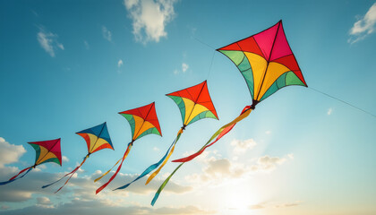 Kite Festival Celebration, Colorful Kites, Open Sky, Photography, Outdoor, Aerial View, Joyful Atmosphere