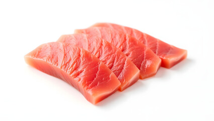 Raw Tuna Slices with Fresh Lettuce on White Background – High-Quality Seafood Image