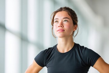 Focused girl in black activewear