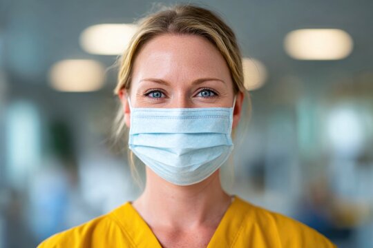 Friendly nurse with surgical mask - Powered by Adobe