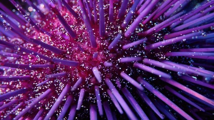 Close-up view of a sea urchin's spiny surface.