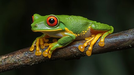 Obraz premium Close-up of a vibrant tree frog.