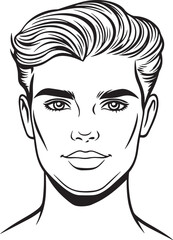 line art cartoon vector portrait of a young man