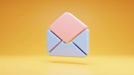3D-rendered pastel-colored opened envelope against a golden background, simple and minimalist design, rendering shadows - Powered by Adobe