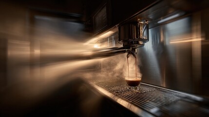 Brewing Fresh Espresso with Steam and Perfect Lighting Effects
