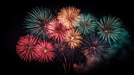 Fototapeta premium Colorful fireworks exploding in the night sky