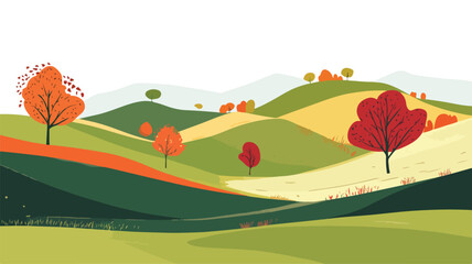 Vibrant Autumn Rolling Hills Landscape: Scenic Beauty with Rich Colors