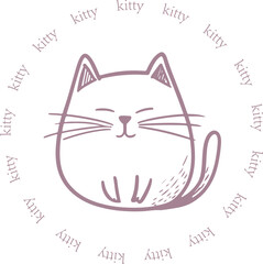 Obraz premium round rubber stamp of adorable cat