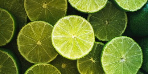 Vibrant close-up of fresh, juicy lime slices, perfect for summer recipes and drinks.