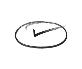 Black Hand-Drawn Checkmark in Oval on png Background - Black Tick Mark Symbol for Completion, Approval, and Positive Selection,
