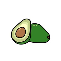 Colorful avocado icon in white background. Suitable for element graphic design. Vector illustration