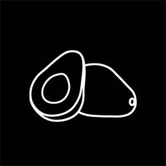 Black and white avocado icon in white background. Suitable for element graphic design. Vector illustration
