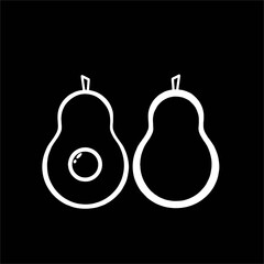 Black and white avocado icon in white background. Suitable for element graphic design. Vector illustration