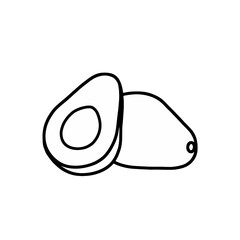 Black and white avocado icon in white background. Suitable for element graphic design. Vector illustration