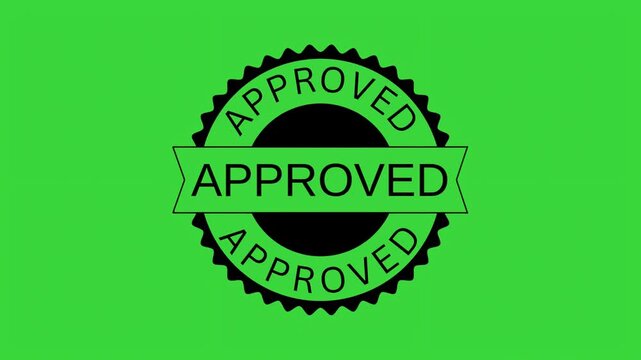 Approved Seal Stamp Icon on Green Screen. 4K Business Approval, Verified, and Accepted Symbol Animation for Documents, Branding, and Editing Projects.