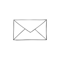 Simple line sketch of an envelope on a white background  