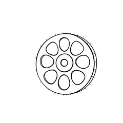 Simple line sketch of film reel  