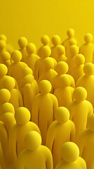 Obraz premium A crowd of abstract yellow figures with round heads people