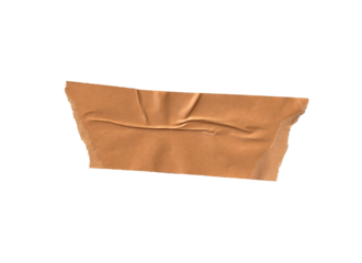 Torn Brown Packing Tape Piece on png Background - Isolated Wrinkled Adhesive Element for Labels, Packaging, and Design Overlays

