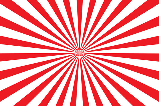 Japan flag. Sun japanese pattern. Red-white sunrise background. Asian kamikaze texture. Tokyo sunlight. National japanese background. Sunburst pattern. eps 10
