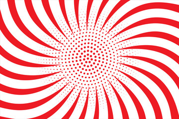 Circus background and spiral retro rays vector pattern. Vintage poster of red white sun or star burst radial lines with grunge texture, circus, carnival, summer fair or chapiteau backdrop. eps 10