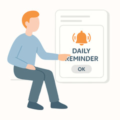 Flat Design Notification Daily Reminder on Mobile Phone Illustration Design