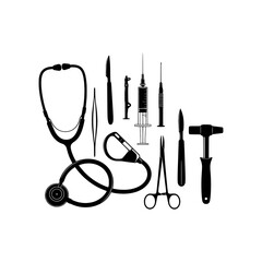 vector image of doctor equipment silhouette