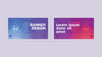 Blue and purple geometric gradient banners with text