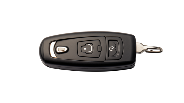 Modern car key with remote lock and unlock buttons shown