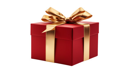 Obraz premium Red gift box tied with golden ribbon and bow for celebration