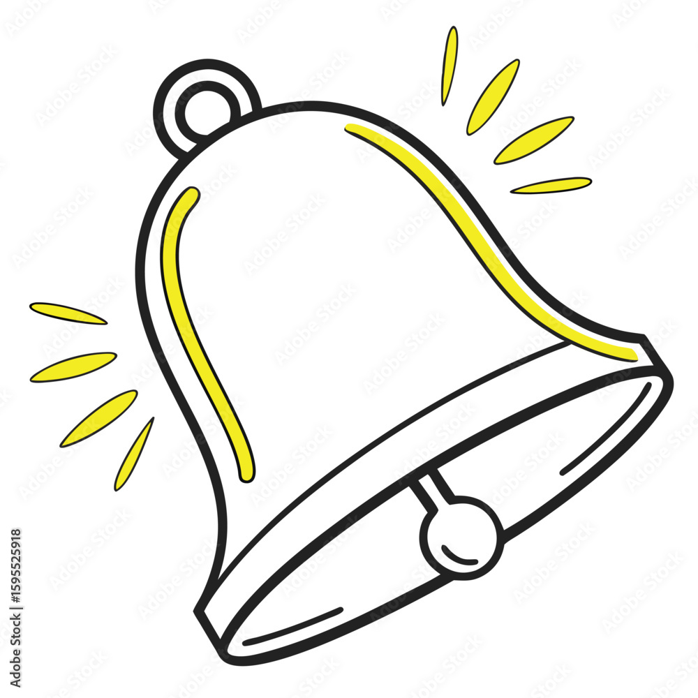 Poster a simple flat outlined vector icon of a notification bell perfect for user interface design app deve
