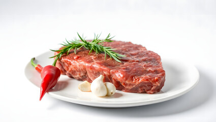 Raw Marbled Beef Steaks on White Background &ndash; Premium Meat Photography