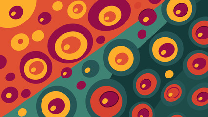 Colorful abstract circles pattern in vibrant red and green tones  