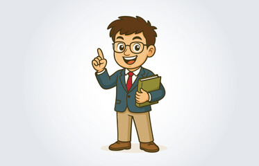 Teacher Mascot Cartoon Vector Template